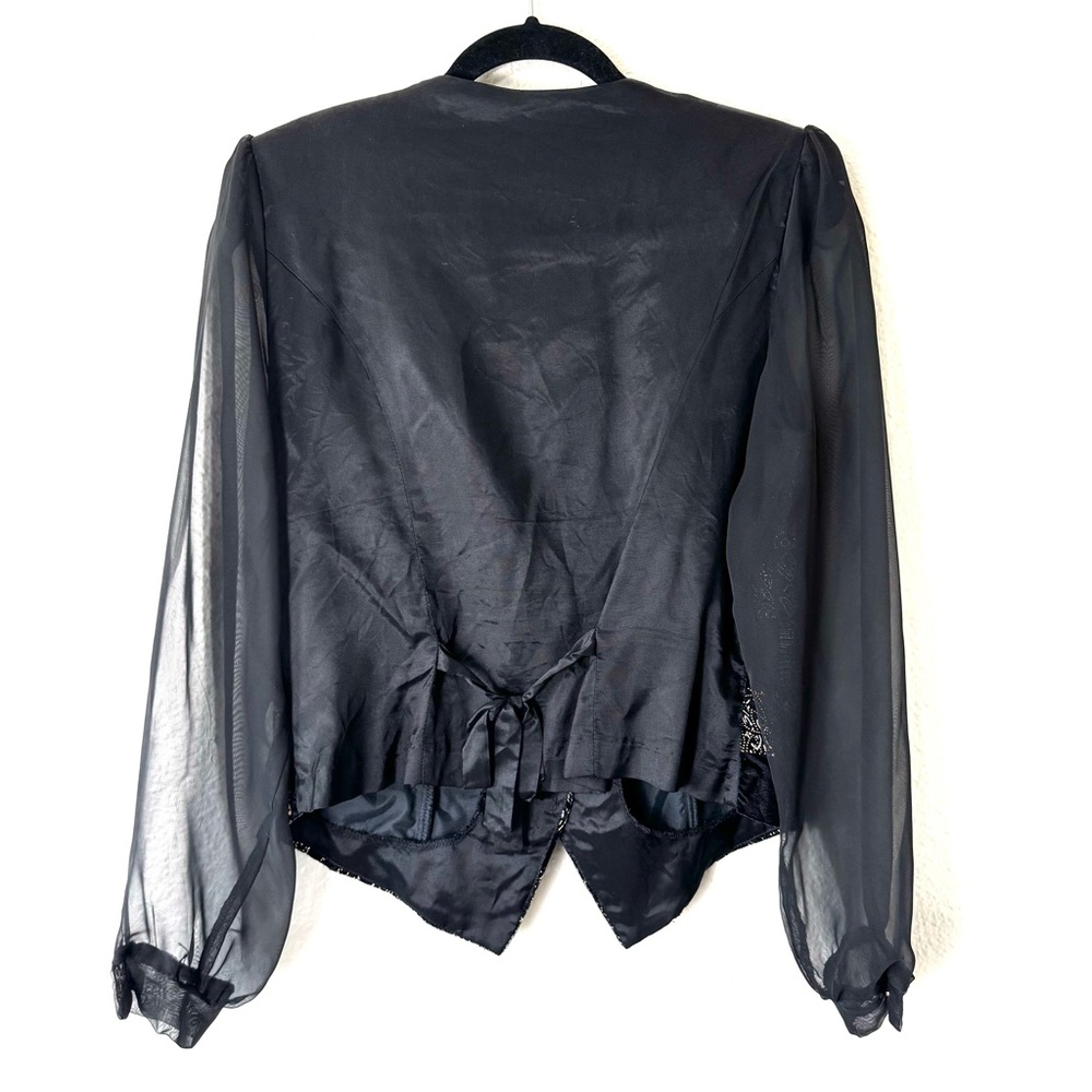 Vintage R&K Evening Black Velvet & Gold Button Up Blouse Size Large - Picture 3 of 7